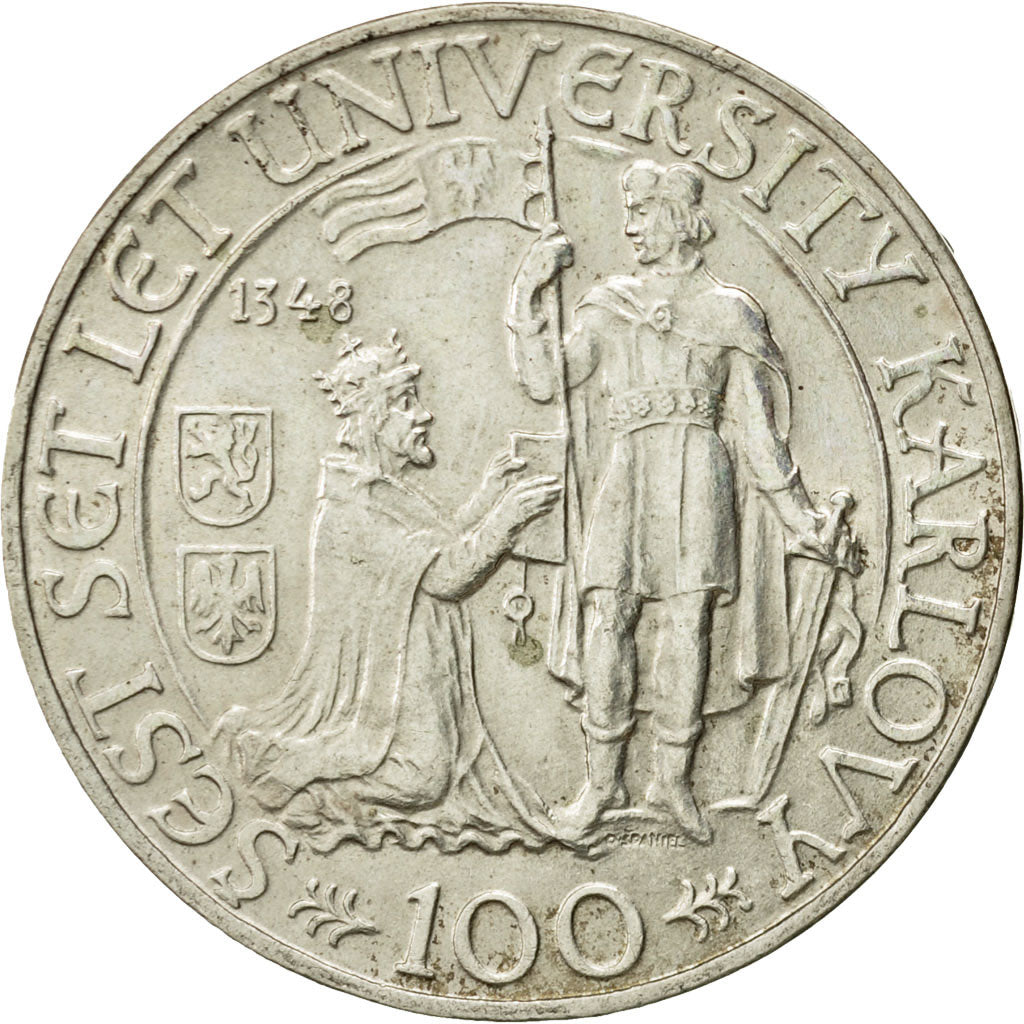 Coin, Czechoslovakia, 100 Korun, 1948, MS(60-62), Silver, KM:26