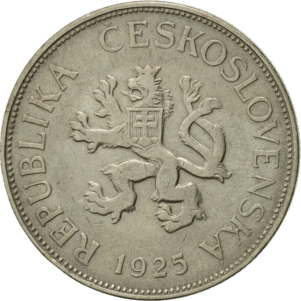 Coin, Czechoslovakia, 5 Korun, 1925, EF(40-45), Copper-nickel, KM:10