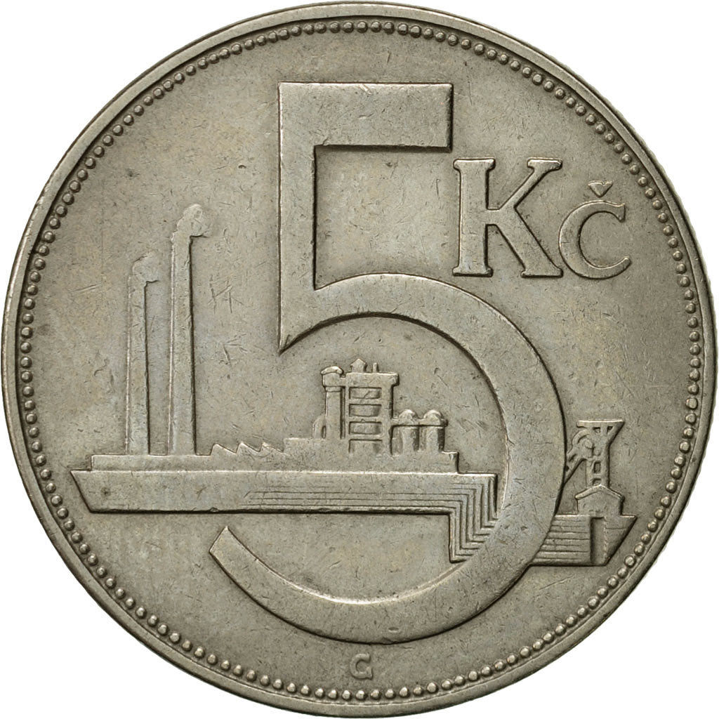 Coin, Czechoslovakia, 5 Korun, 1925, EF(40-45), Copper-nickel, KM:10