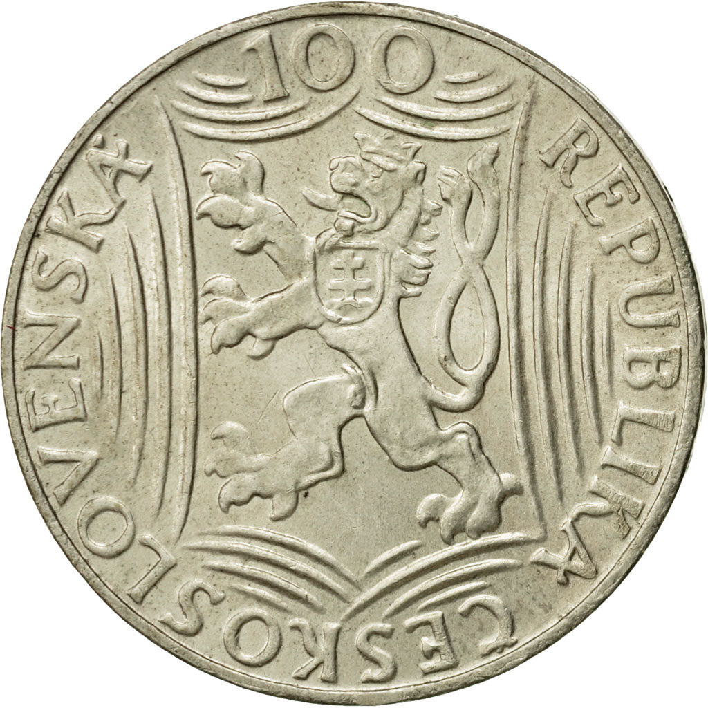 Coin, Czechoslovakia, 100 Korun, 1949, MS(60-62), Silver, KM:30