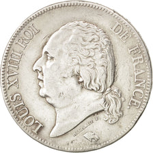 FRANCE, Louis XVIII, 5 Francs, 1824, Paris, KM #711.1, EF(40-45), Silver,...