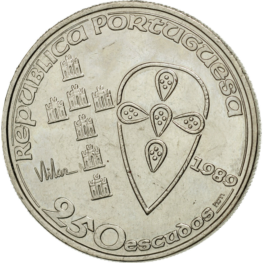 Coin, Portugal, 250 Escudos, 1989, MS(63), Copper-nickel, KM:650