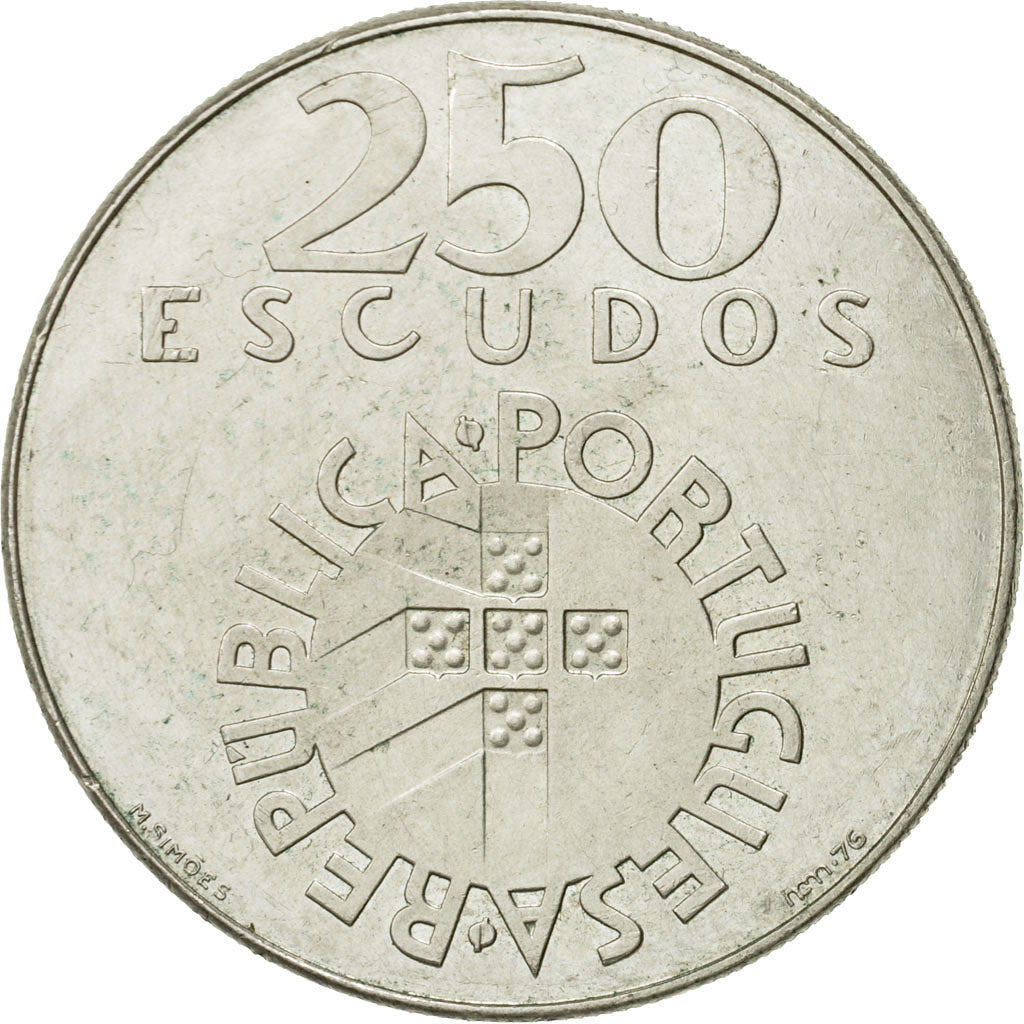 Coin, Portugal, 250 Escudos, 1976, AU(55-58), Silver, KM:604