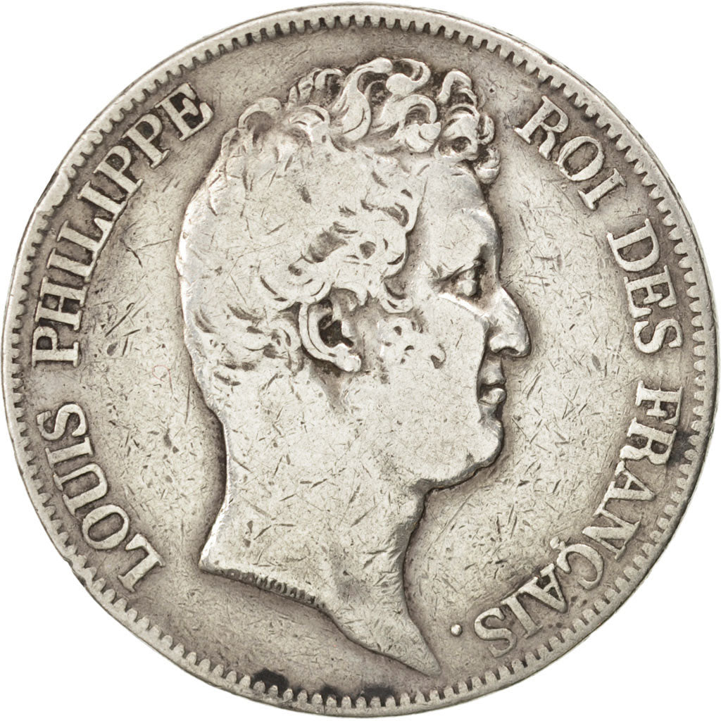 Louis Philippe Ier, 5 Francs Tête nue sans le I 1830 A tranche en creux, KM 7...