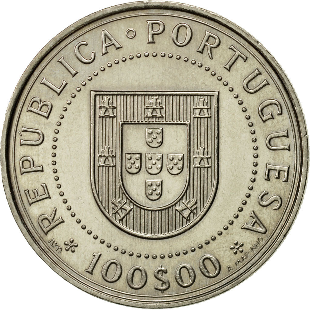 Coin, Portugal, 100 Escudos, 1990, MS(63), Copper-nickel, KM:651