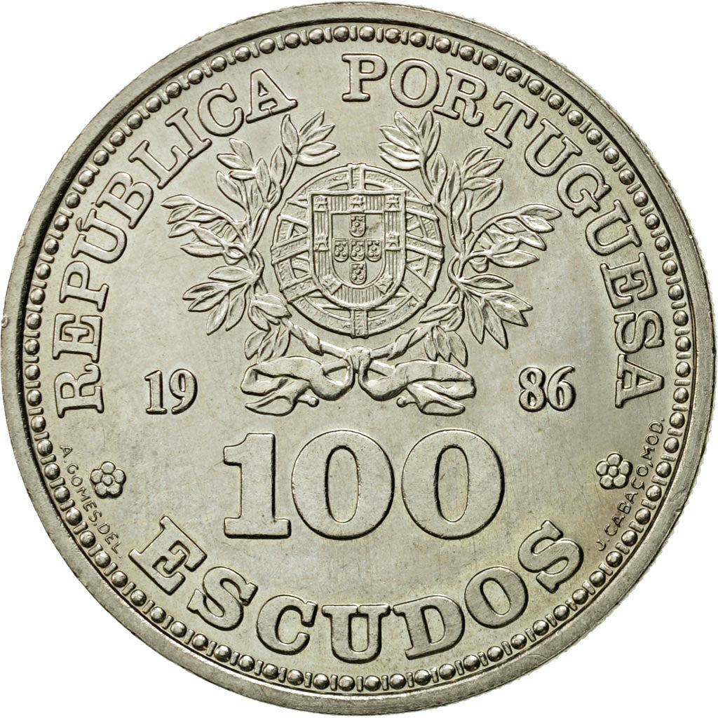 Coin, Portugal, 100 Escudos, 1986, Lisbon, MS(63), Copper-nickel, KM:637