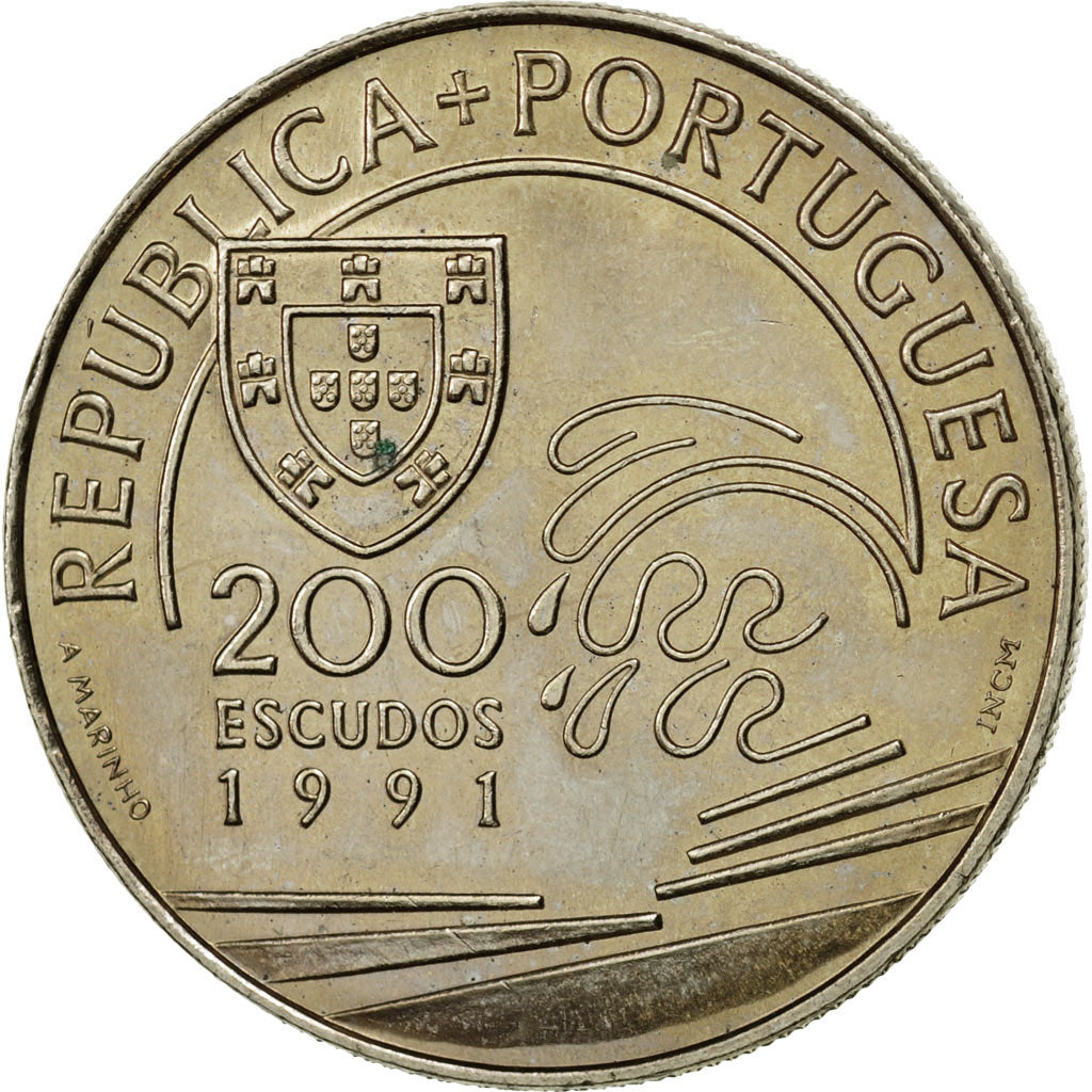 Coin, Portugal, 200 Escudos, 1991, MS(63), Copper-nickel, KM:658