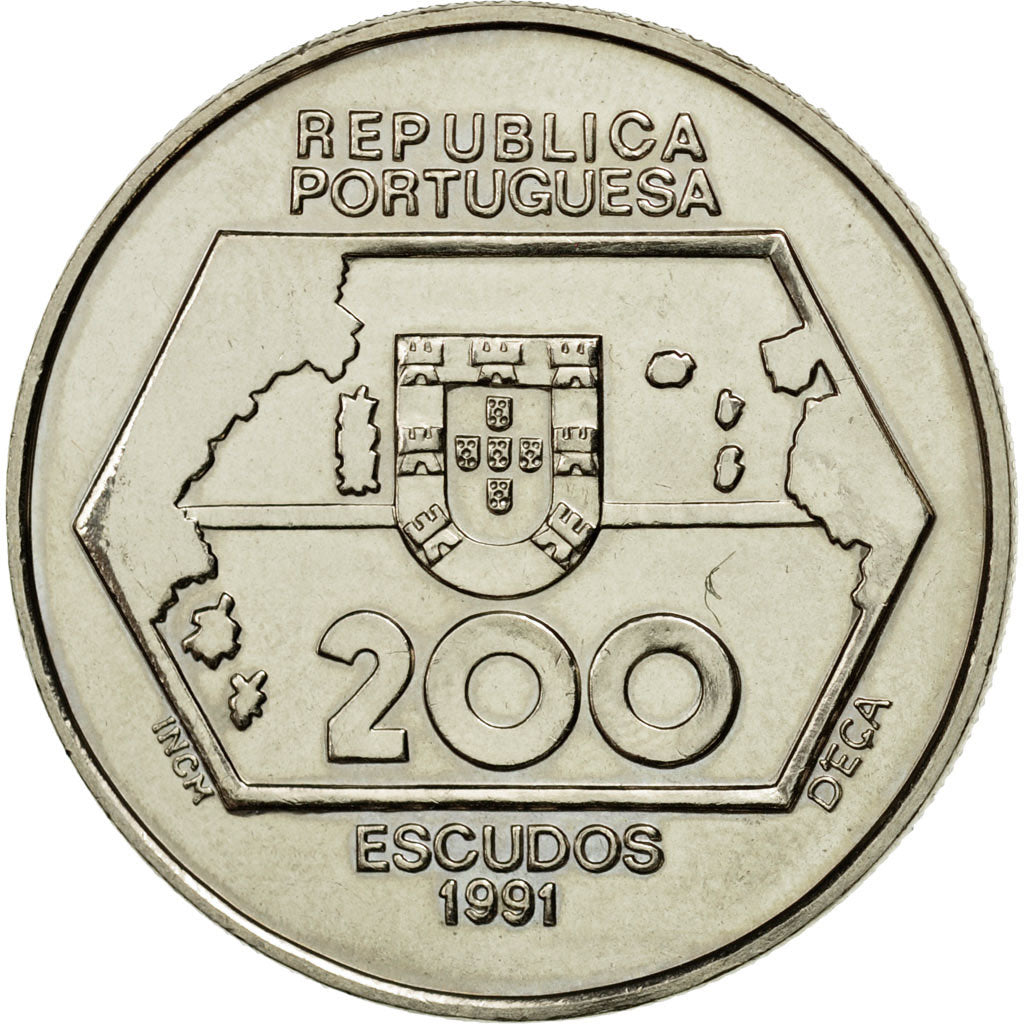 Coin, Portugal, 200 Escudos, 1991, MS(63), Copper-nickel, KM:659