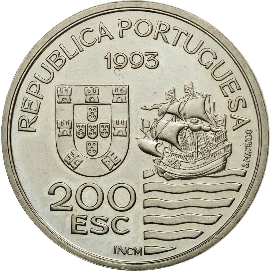 Coin, Portugal, 200 Escudos, 1993, MS(63), Copper-nickel, KM:667