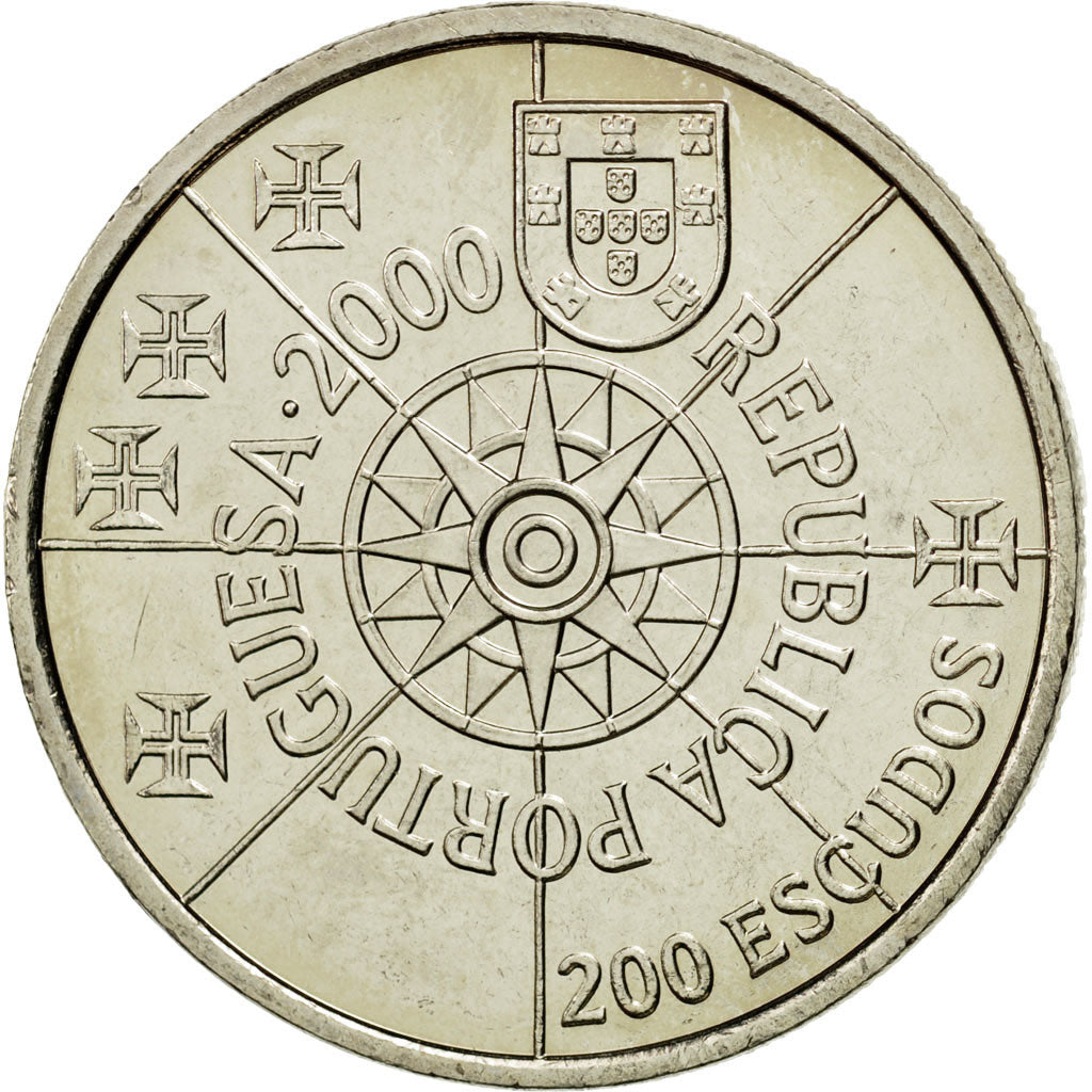 Coin, Portugal, 200 Escudos, 2000, Lisbon, MS(63), Copper-nickel, KM:730