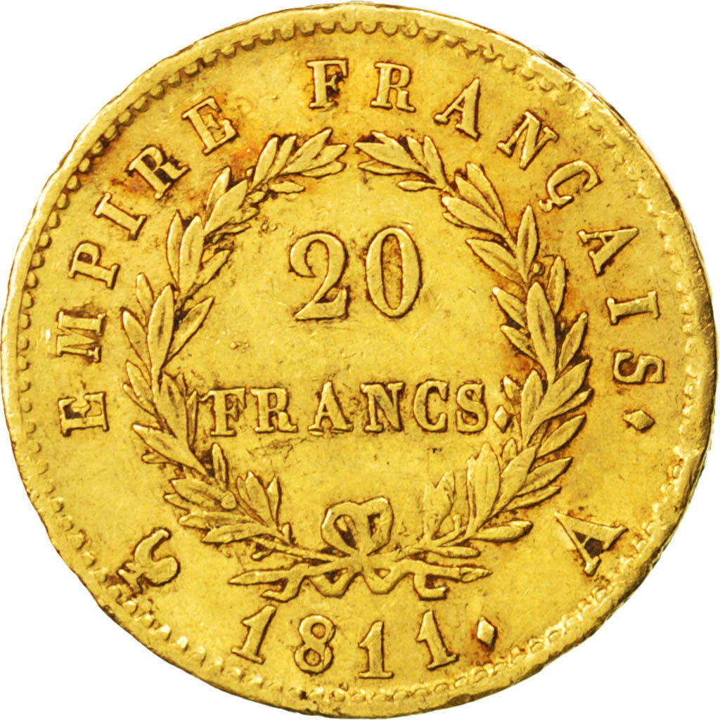 France, Premier Empire, 20 Francs or revers Empire 1811 A, Paris, KM 695.1