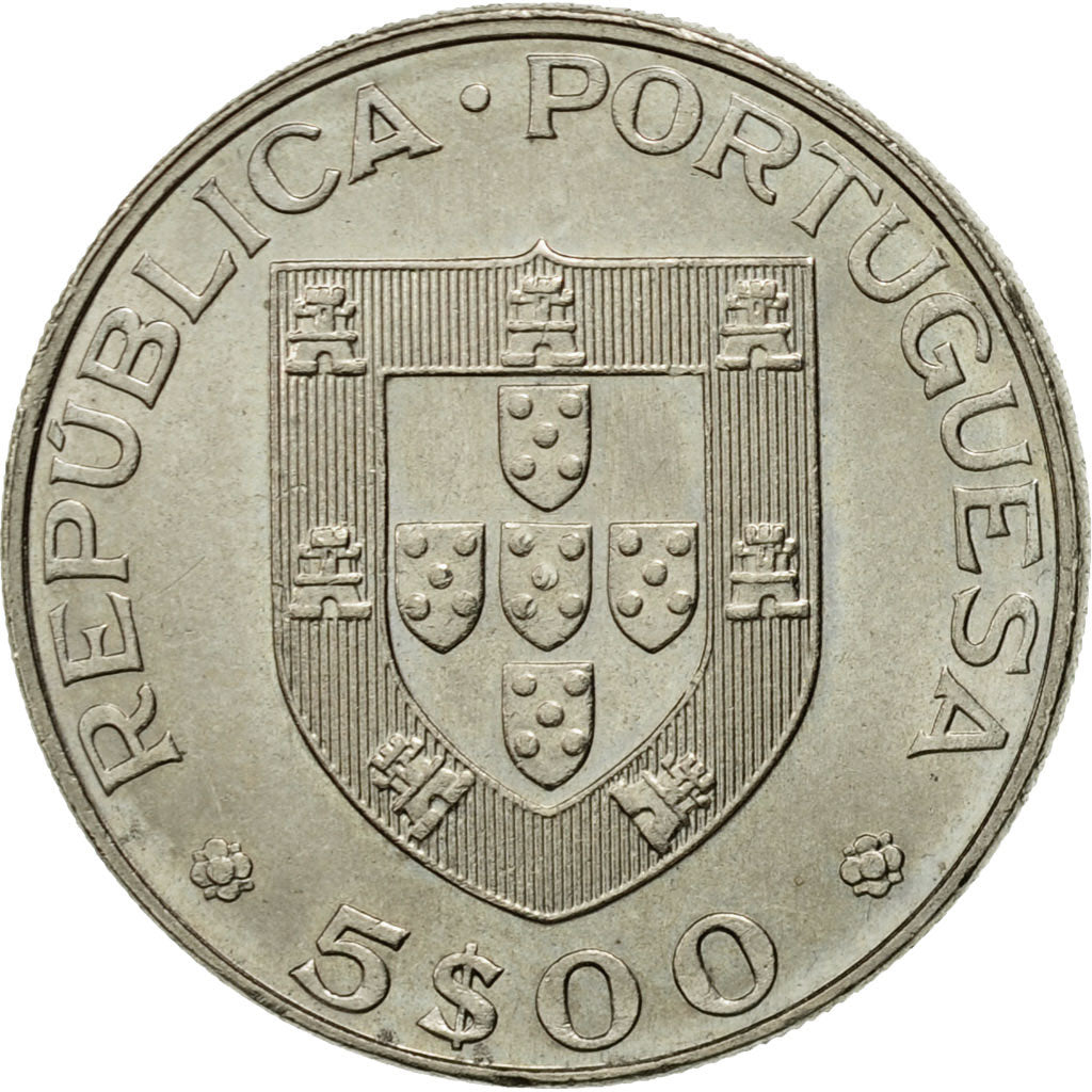 Coin, Portugal, 5 Escudos, 1983, MS(63), Copper-nickel, KM:615