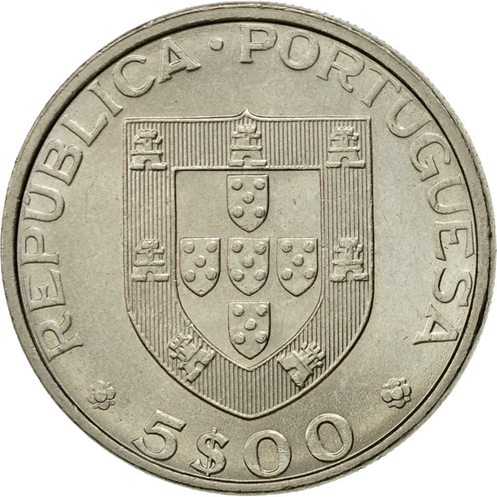 Coin, Portugal, 5 Escudos, 1983, MS(63), Copper-nickel, KM:618