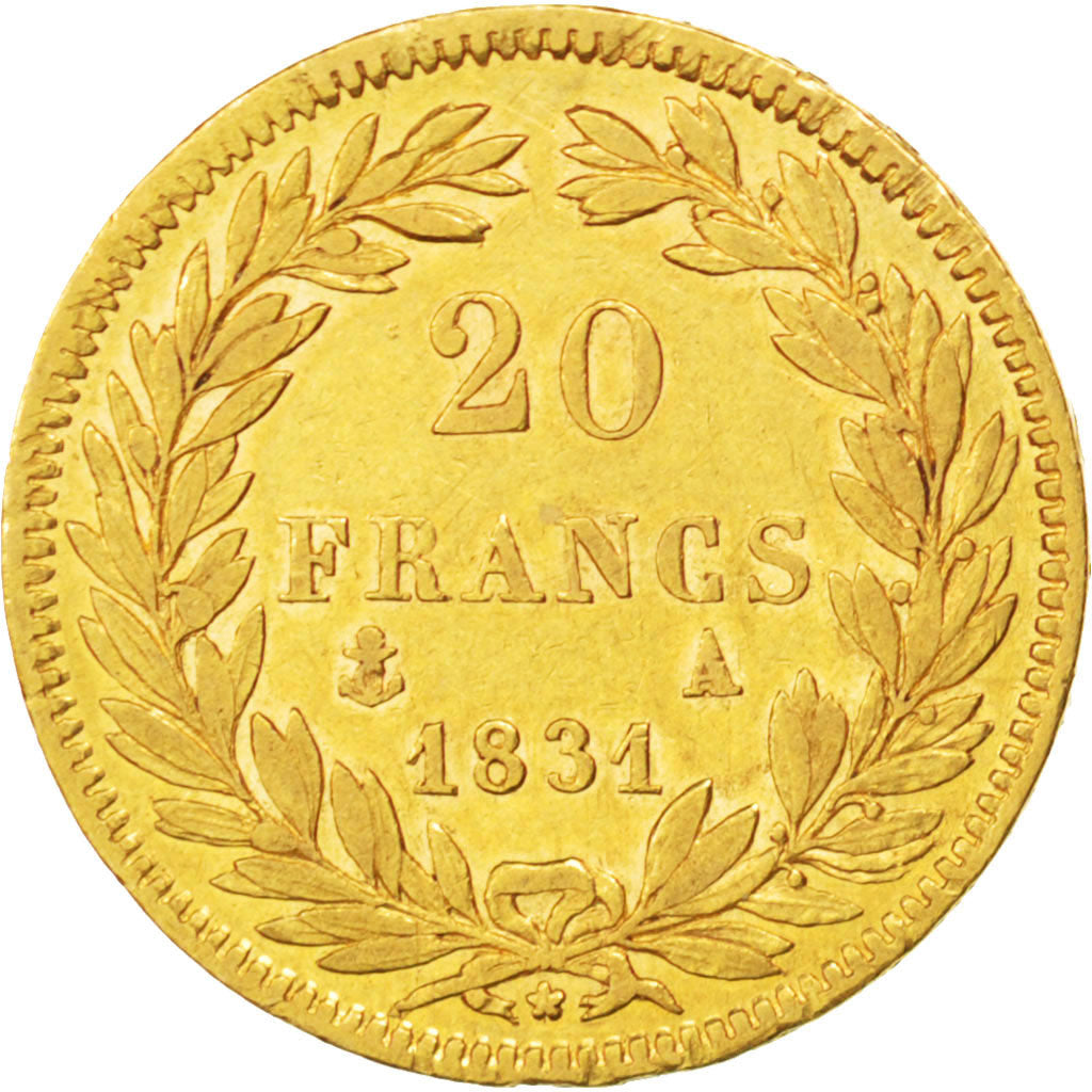 Coin, France, Louis-Philippe, 20 Francs, 1831, Paris, AU(55-58), Gold, KM:739.1
