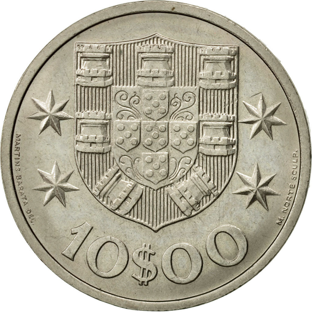 Coin, Portugal, 10 Escudos, 1971, MS(63), Copper-Nickel Clad Nickel, KM:600