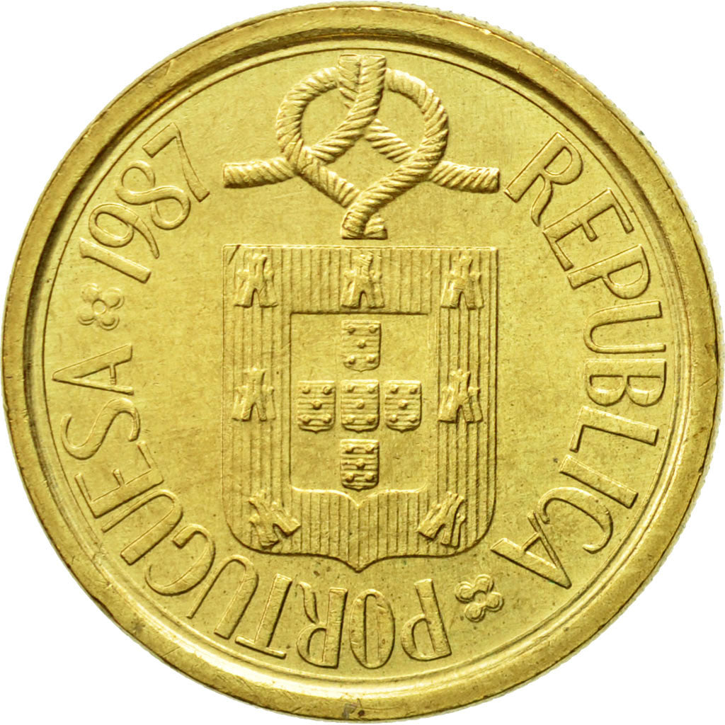 Coin, Portugal, 10 Escudos, 1987, AU(55-58), Nickel-brass, KM:638