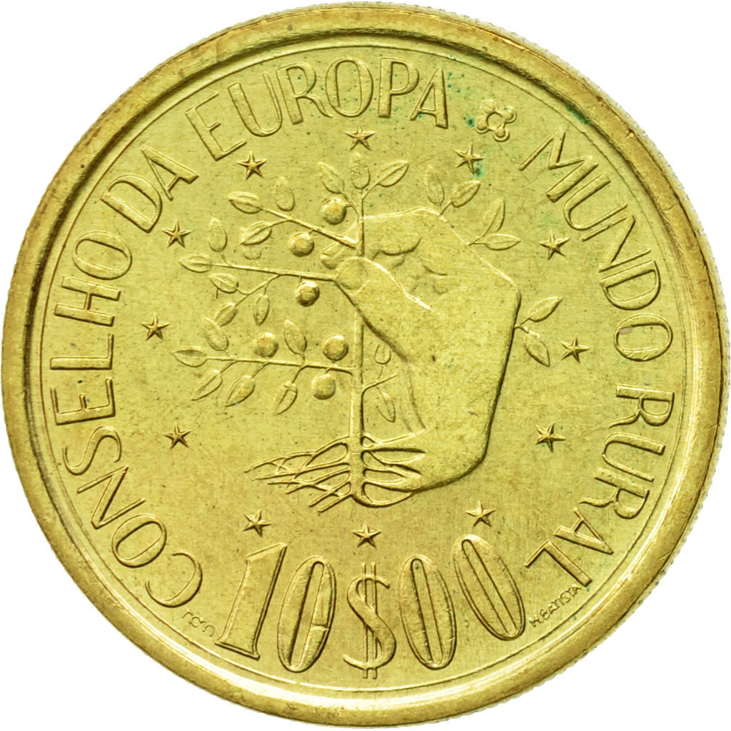 Coin, Portugal, 10 Escudos, 1987, AU(55-58), Nickel-brass, KM:638