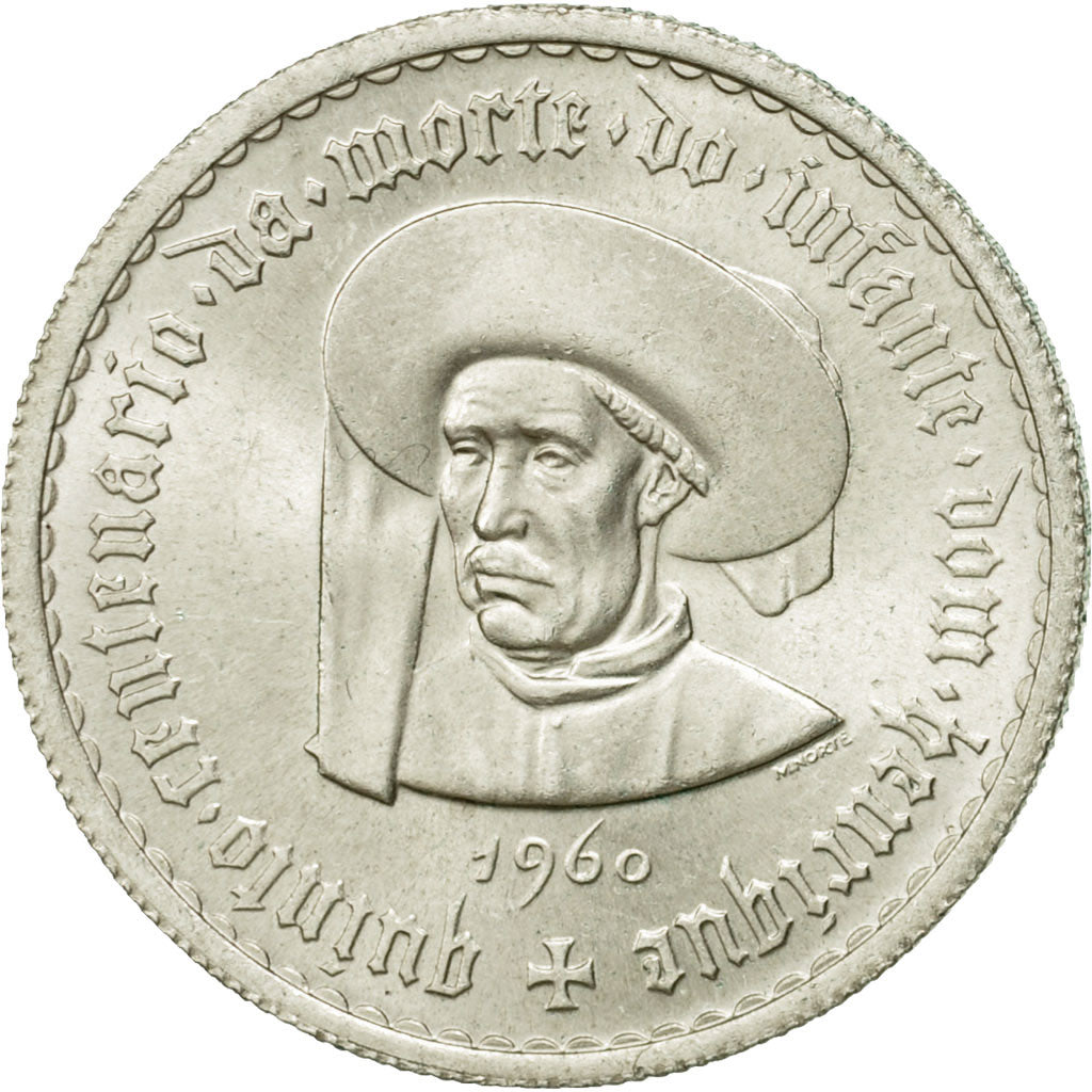 Coin, Portugal, 5 Escudos, 1960, Lisbon, MS(63), Silver, KM:587