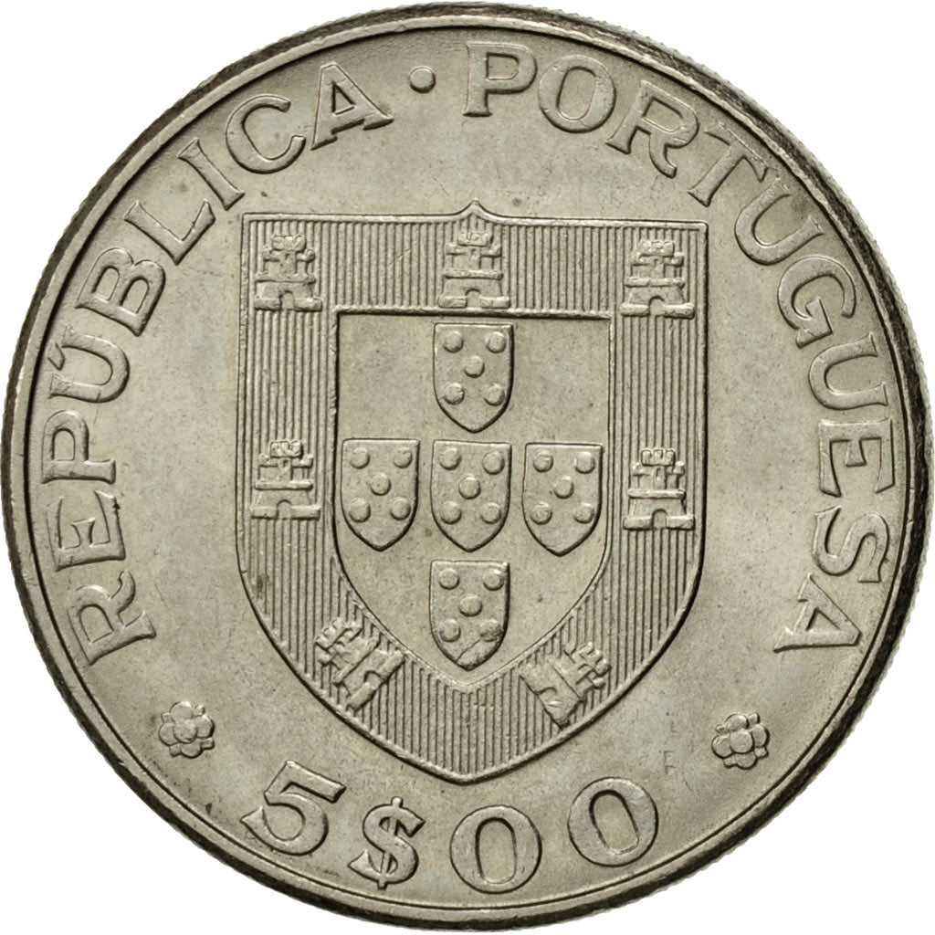Coin, Portugal, 5 Escudos, 1977, Lisbon, MS(63), Copper-nickel, KM:606