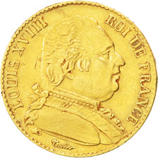Moneda, Francia, Louis XVIII, Louis XVIII, 20 Francs, 1815, Rouen, MBC+, Oro