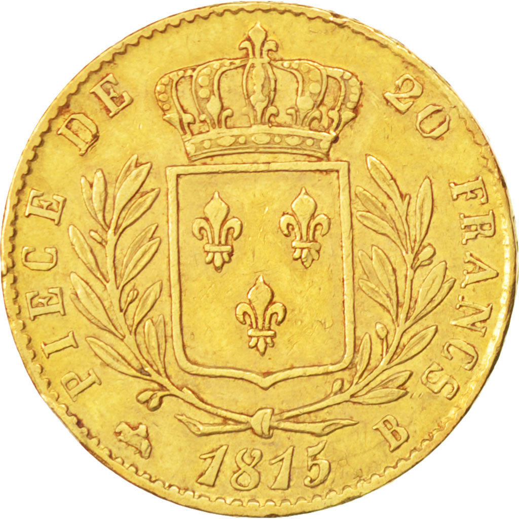 Monnaie, France, Louis XVIII, Louis XVIII, 20 Francs, 1815, Rouen, TTB+, Or