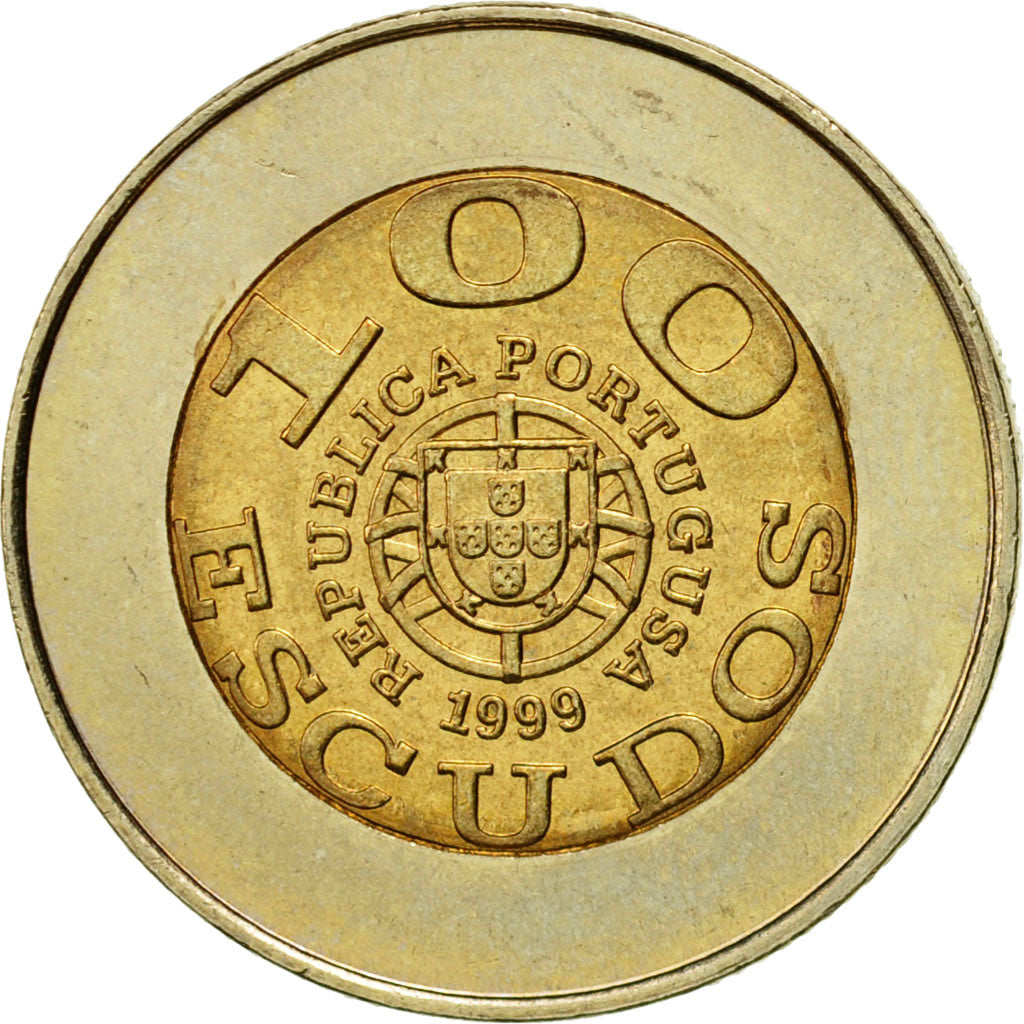 Coin, Portugal, 100 Escudos, 1999, Lisbon, MS(63), Bi-Metallic, KM:722.2