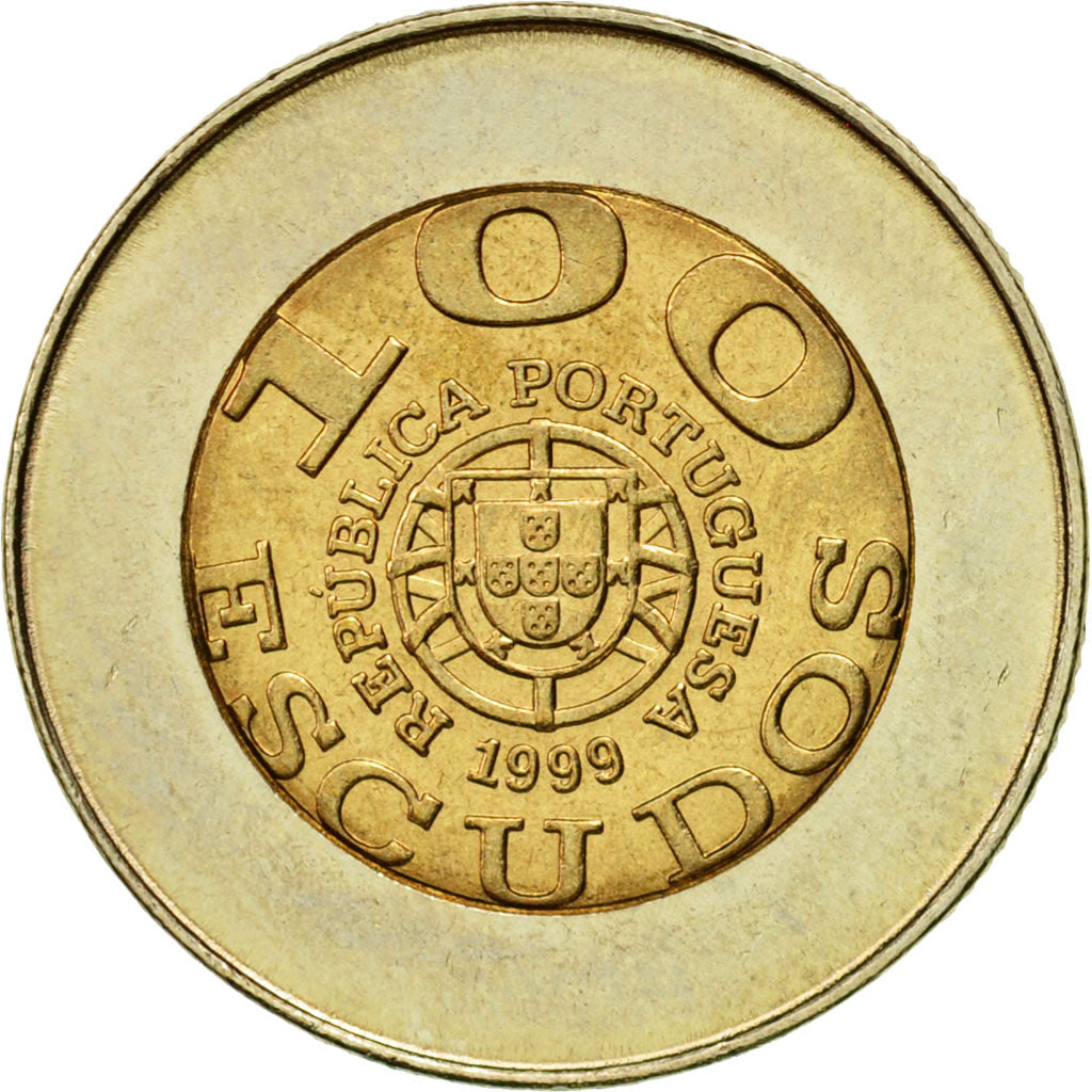 Coin, Portugal, 100 Escudos, 1999, Lisbon, MS(63), Bi-Metallic, KM:722.2
