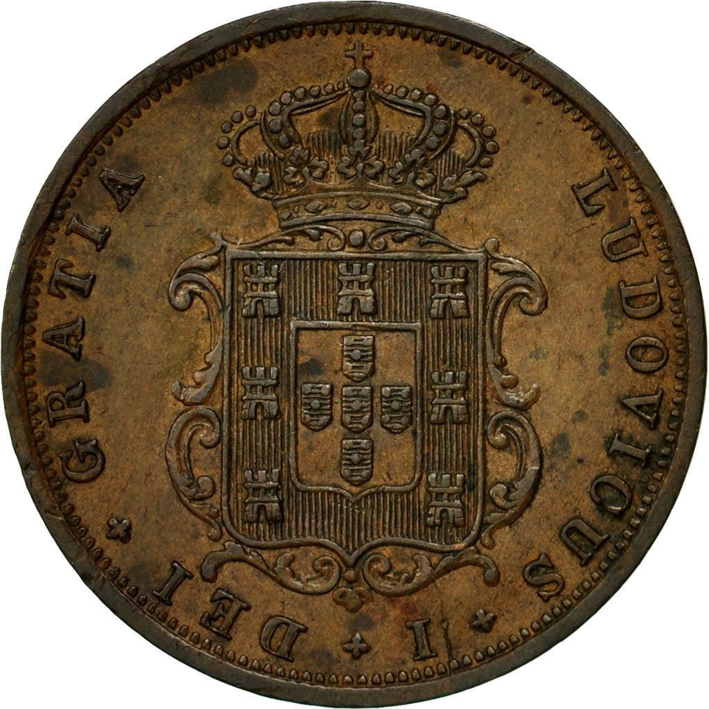 Moneta, Portogallo, Luiz I, 5 Reis, 1879, BB, Rame, KM:513