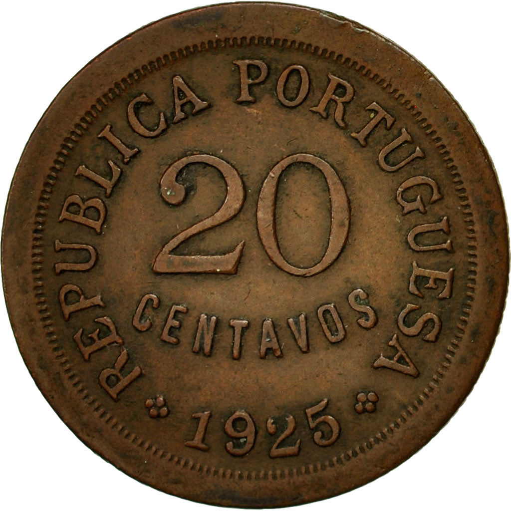 Coin, Portugal, 20 Centavos, 1925, EF(40-45), Bronze, KM:574