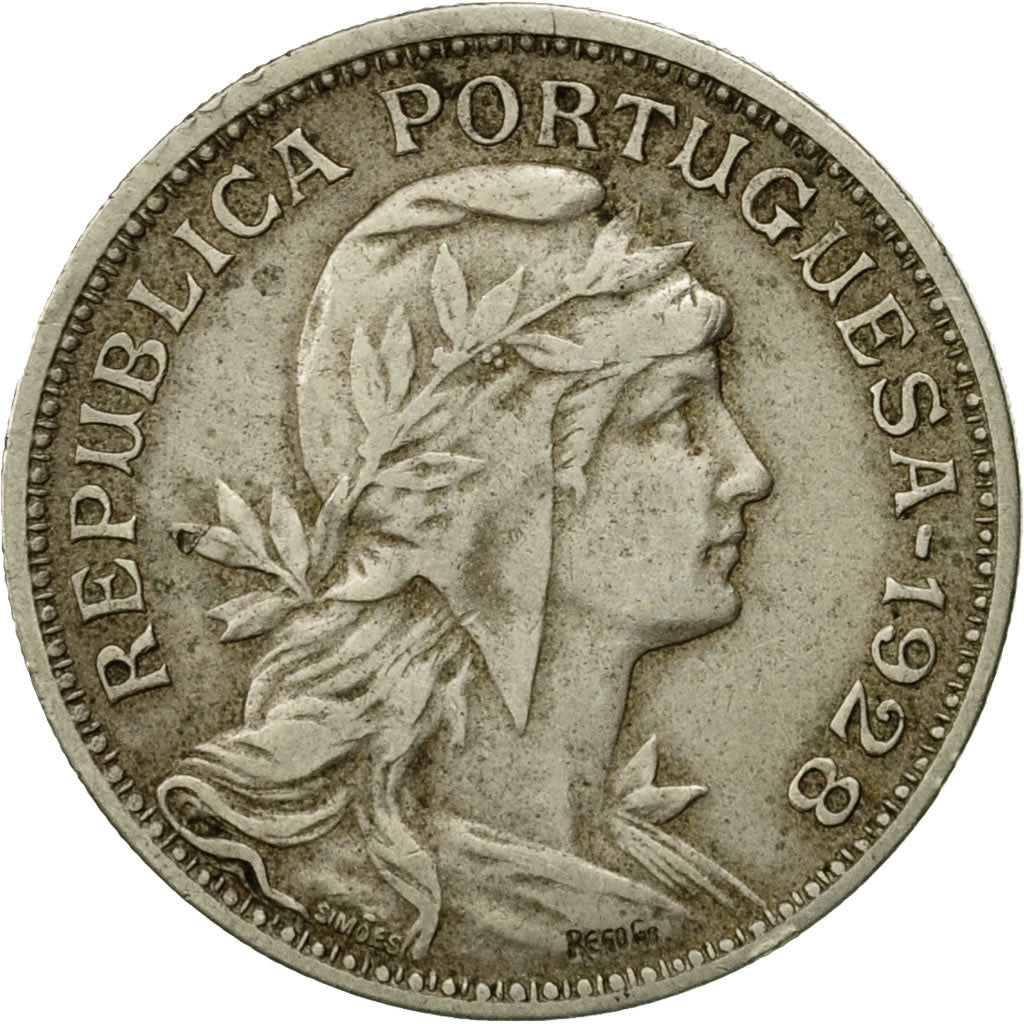 Coin, Portugal, 50 Centavos, 1928, EF(40-45), Copper-nickel, KM:577
