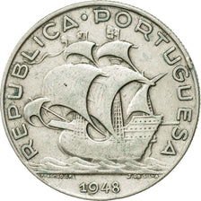 Coin, Portugal, 5 Escudos, 1948, EF(40-45), Silver, KM:581