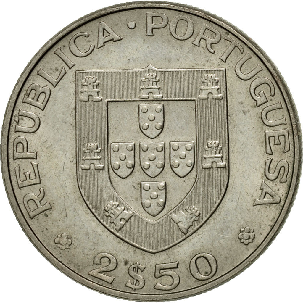 Coin, Portugal, 2-1/2 Escudos, 1977, Lisbon, MS(63), Copper-nickel, KM:605