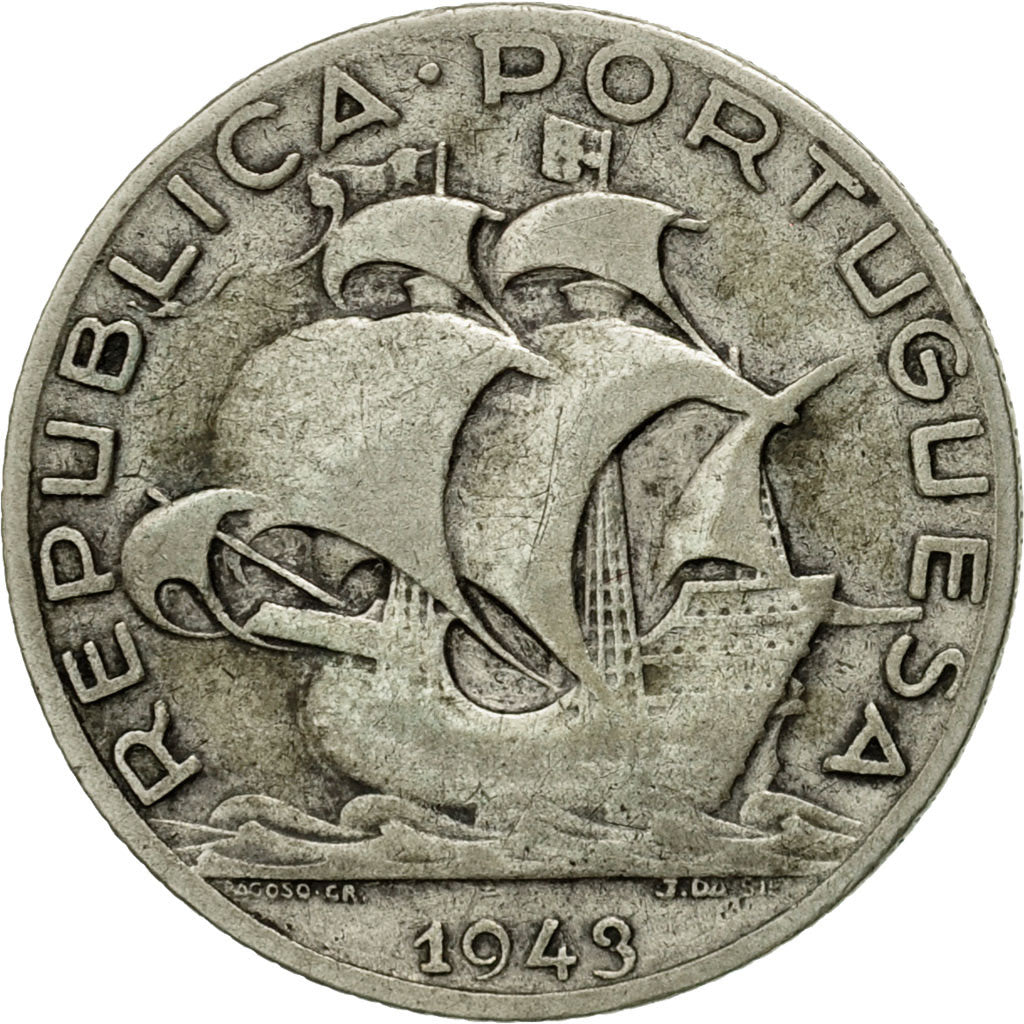 Coin, Portugal, 2-1/2 Escudos, 1943, VF(20-25), Silver, KM:580