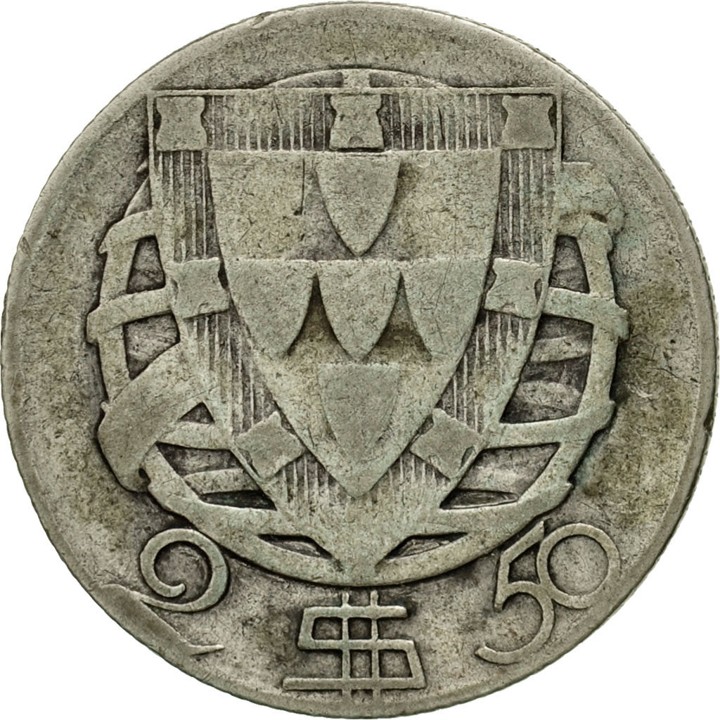 Coin, Portugal, 2-1/2 Escudos, 1943, VF(20-25), Silver, KM:580
