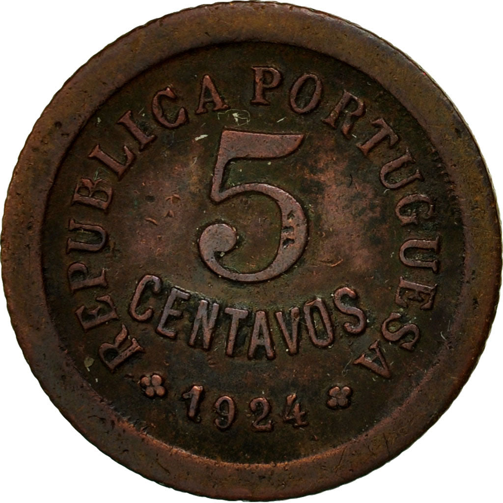 Coin, Portugal, 5 Centavos, 1924, EF(40-45), Bronze, KM:572