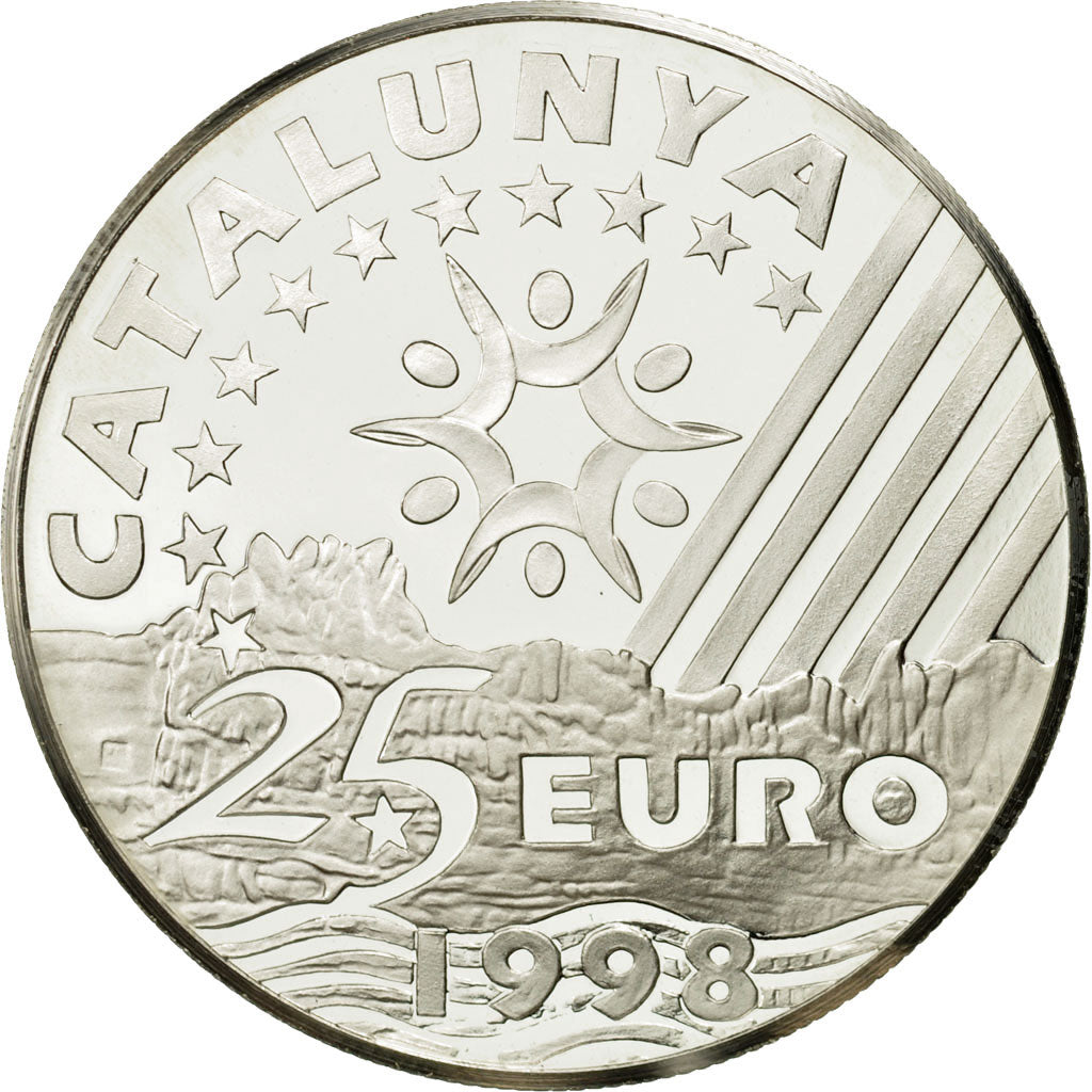 France, 25 Euro, Lluis Muncunill, 1998, MS(63), Silver