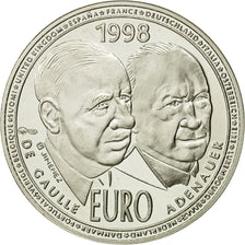 France, 20 Euro, Charles De Gaulle, 1998, MS(63), Silver