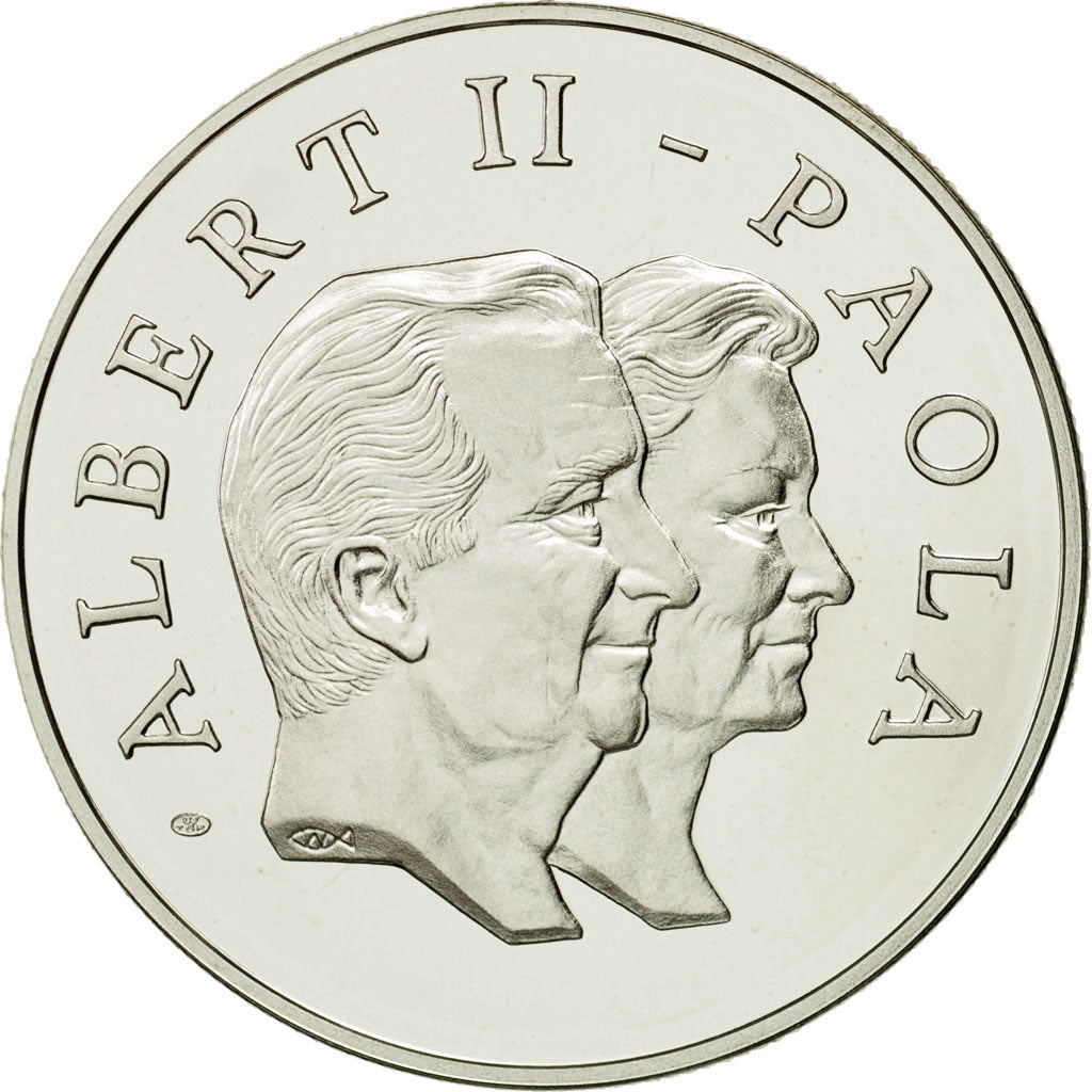 France, 20 Euro, Albert II - Paola, MS(63), Silver