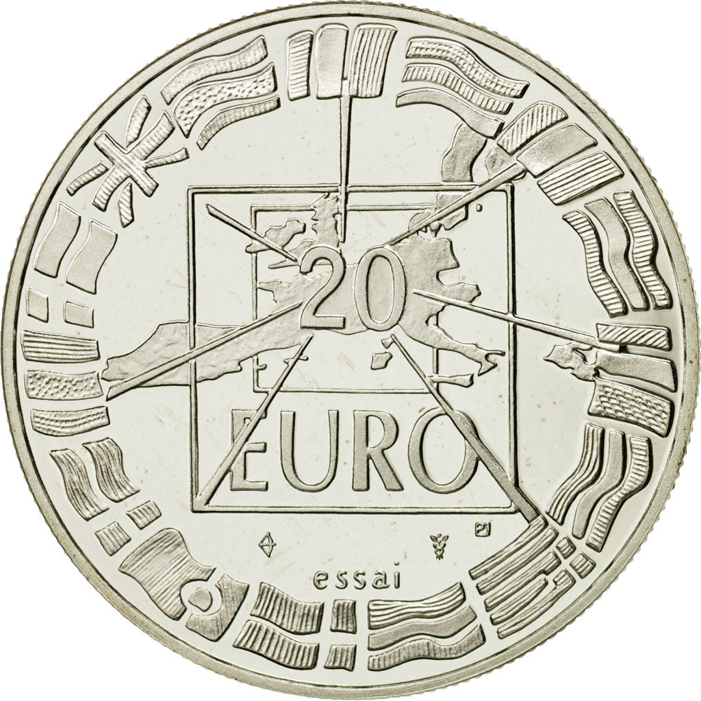 France, 20 Euro, Albert II - Paola, MS(63), Silver