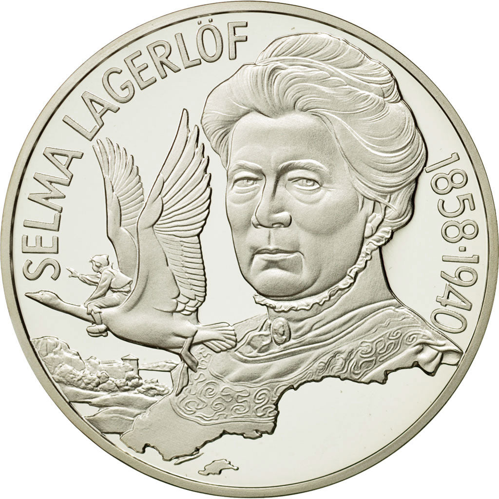 France, 20 Euro, Selma Lagerlof, 1996, MS(63), Silver