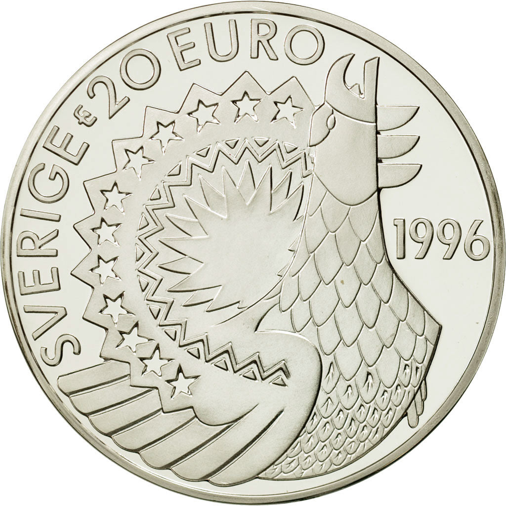 France, 20 Euro, Selma Lagerlof, 1996, MS(63), Silver