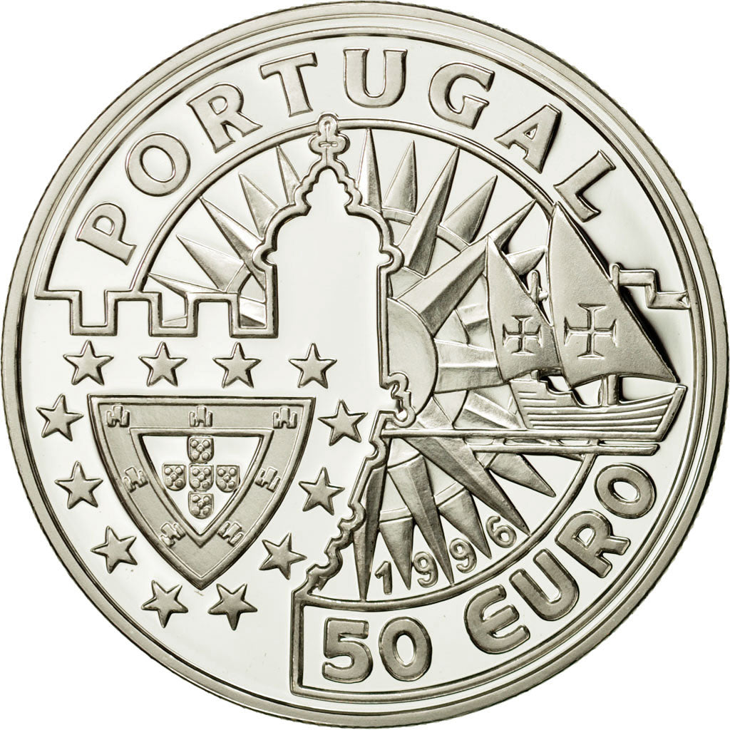 France, 50 Euro, Filipa de Lencastre, 1996, MS(63), Silver