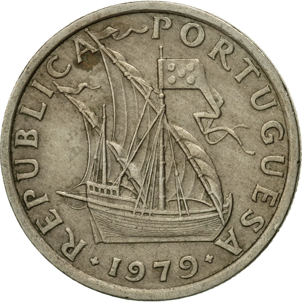 Coin, Portugal, 2-1/2 Escudos, 1979, EF(40-45), Copper-nickel, KM:590