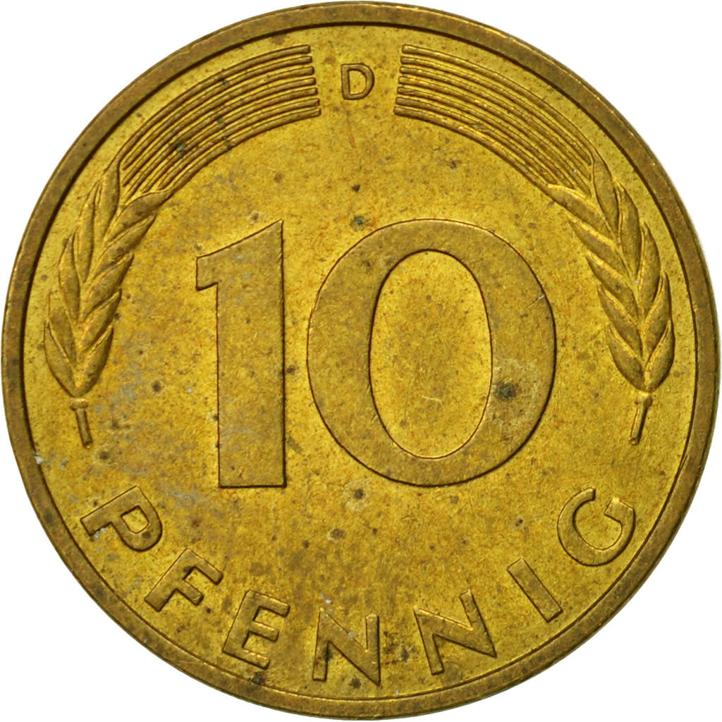 Moneta, Niemcy - RFN, 10 Pfennig, 1981, Munich, EF(40-45), Mosiądz powlekany