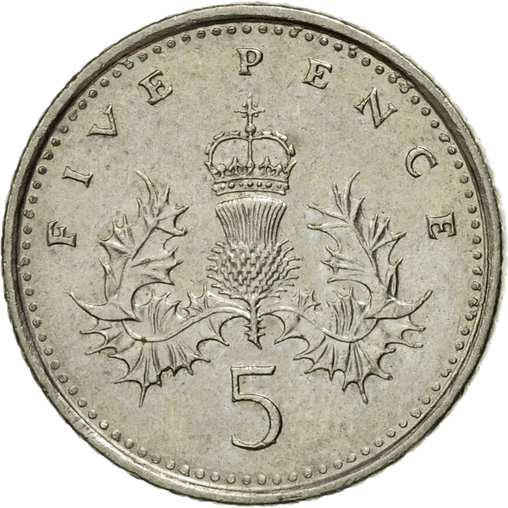 Münze, Großbritannien, Elizabeth II, 5 Pence, 1995, SS+, Copper-nickel