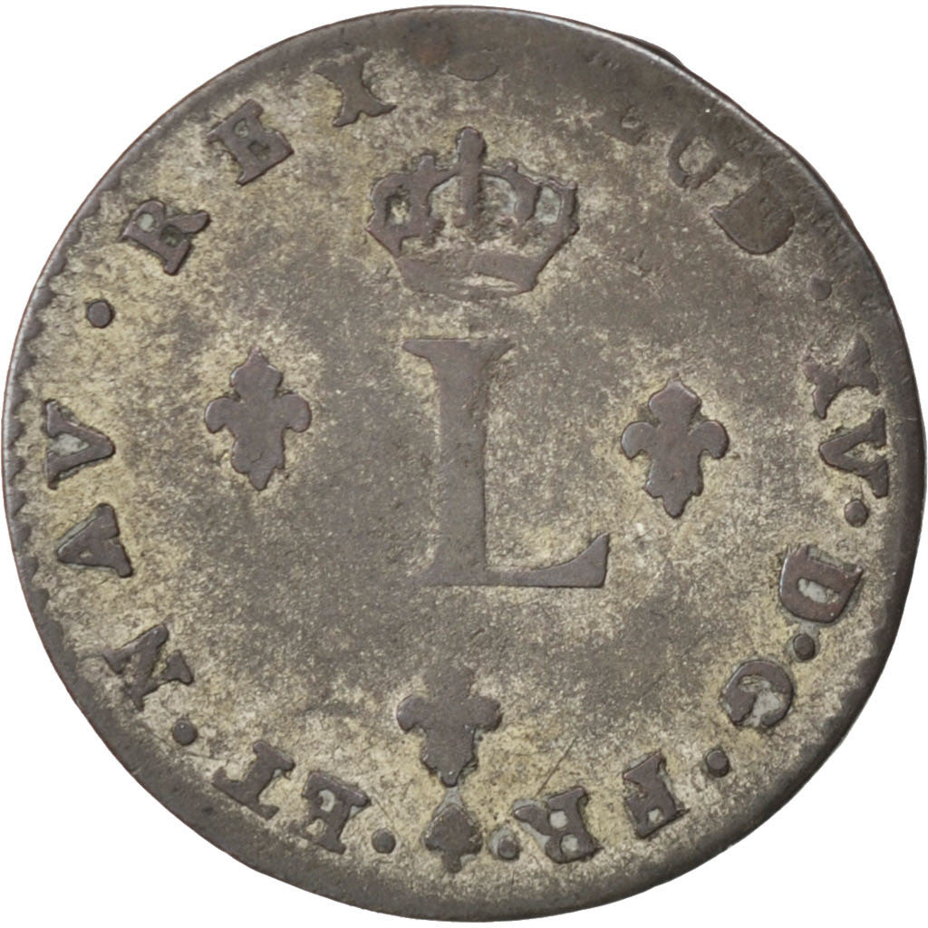 Coin, France, Louis XV, Double sol (2 sous) en billon, 2 Sols, 1740, Rouen