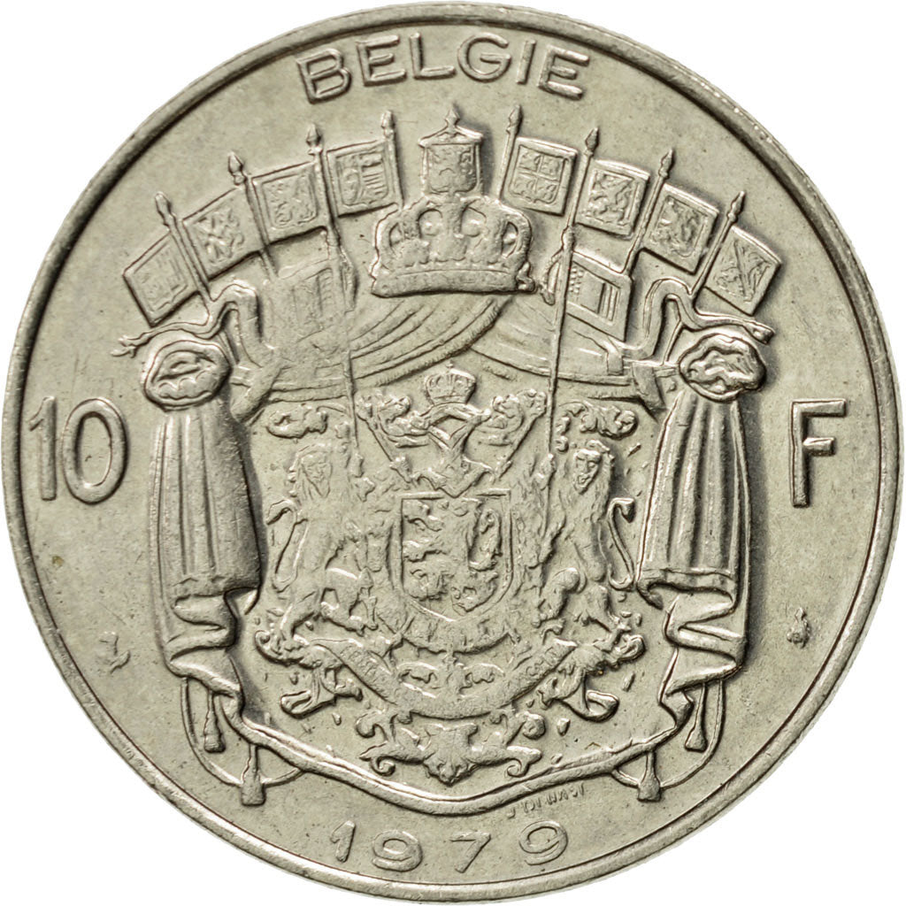 Moneta, Belgia, 10 Francs, 10 Frank, 1979, Brussels, AU(50-53), Nikiel, KM:156.1