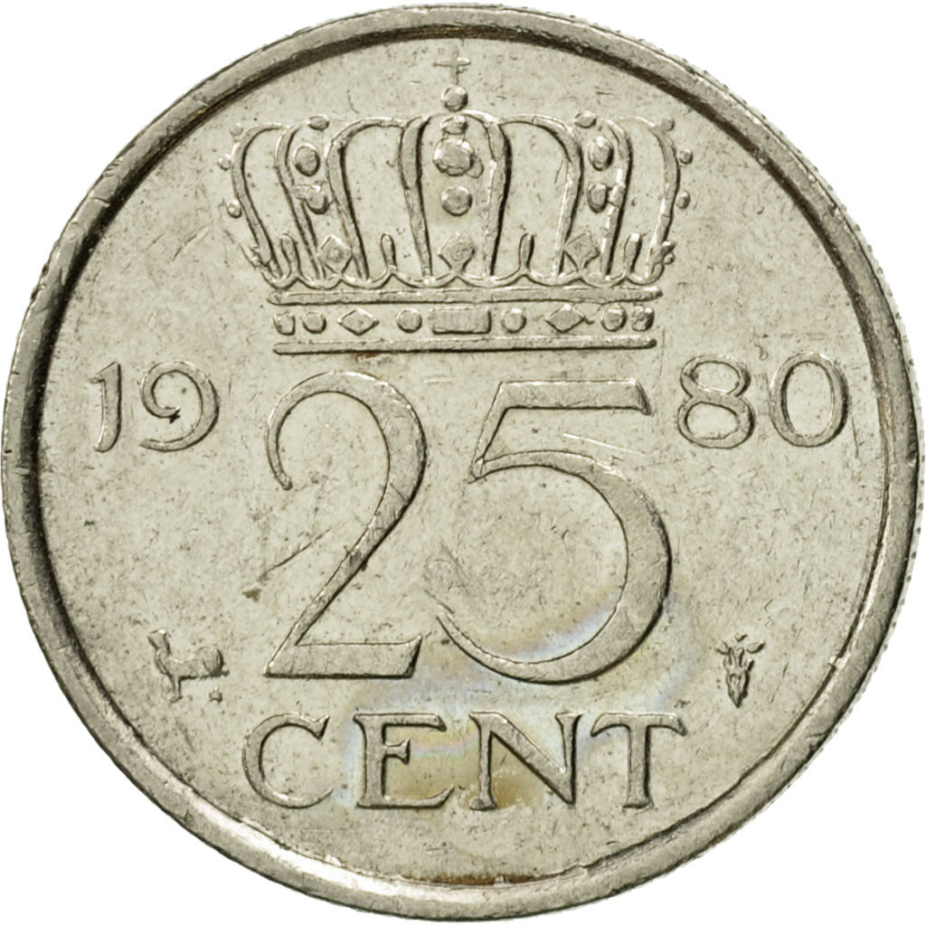 Münze, Niederlande, Juliana, 25 Cents, 1980, SS+, Nickel, KM:183