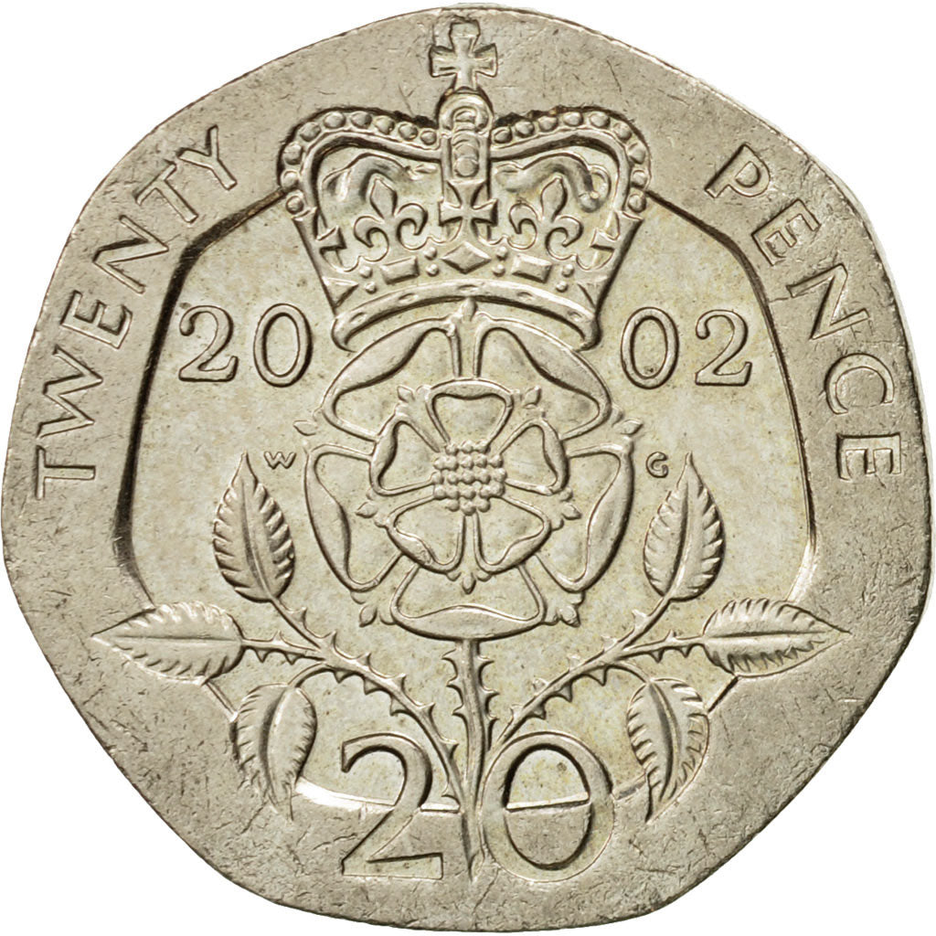 Coin, Great Britain, Elizabeth II, 20 Pence, 2002, AU(55-58), Copper-nickel