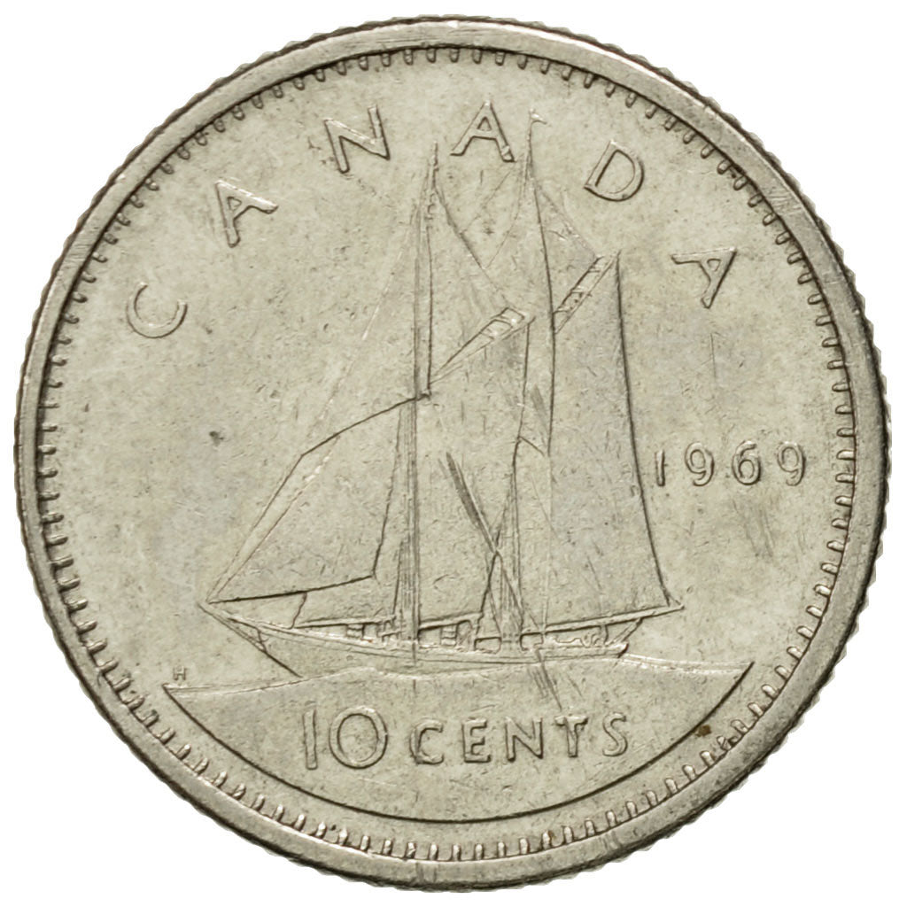 Coin, Canada, Elizabeth II, 10 Cents, 1969, Royal Canadian Mint, Ottawa